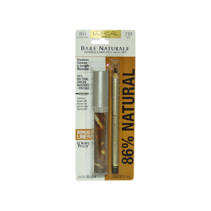 Bare Naturale Mineral-Enriched Mascara with 210 Onyx Pencil # 805 Blackest Black